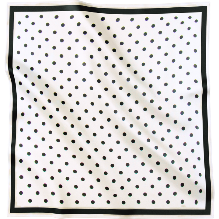 CARRÉ 70 POLKA PRISTINE schwarz-weißes Seidentuch mit Punkten