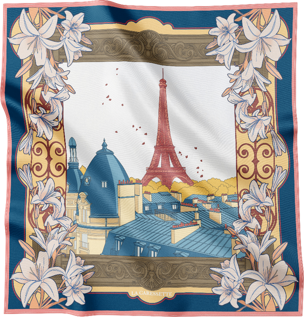 Carré de soie 90cm modèle 'Palais Royal' par La Caressette.